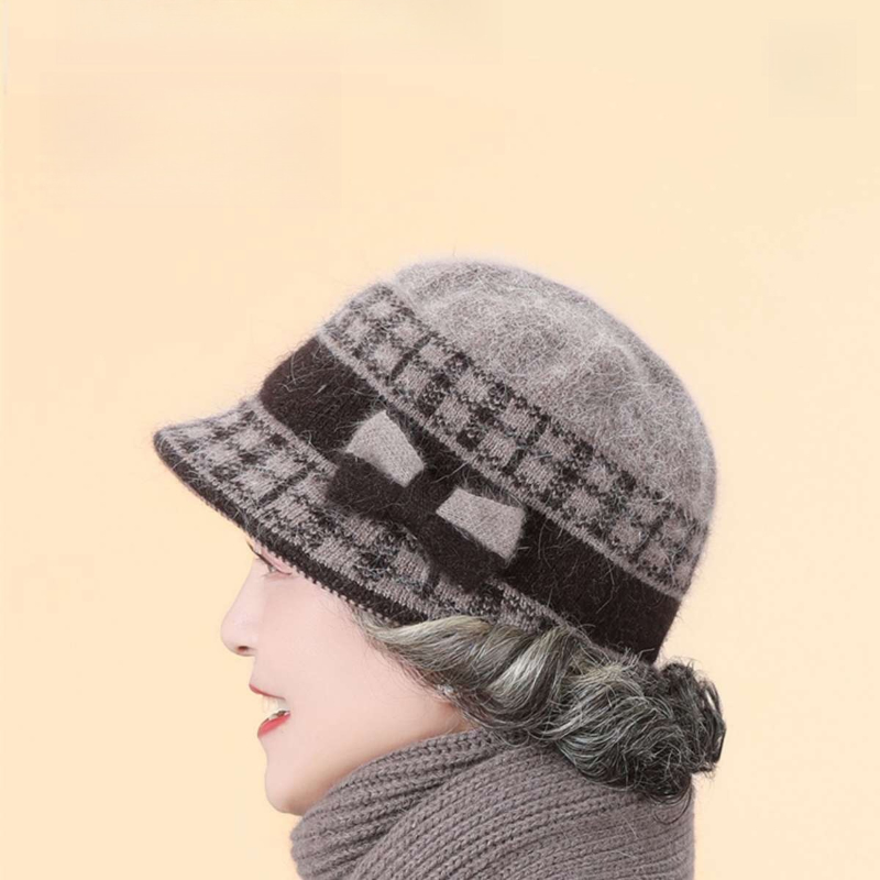 Casquette seau à nœud en forme de dôme pour femme, béret chaud et coupe-vent, à la mode, élégant, pour mère, hiver