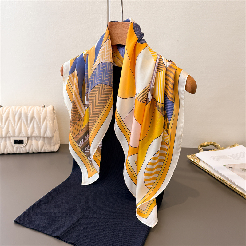 Foulard carré en soie pour femmes, nouveau Design de luxe, cravates de cou, Hijab doux, Bandana, mode féminine, décoration de tête, 2026