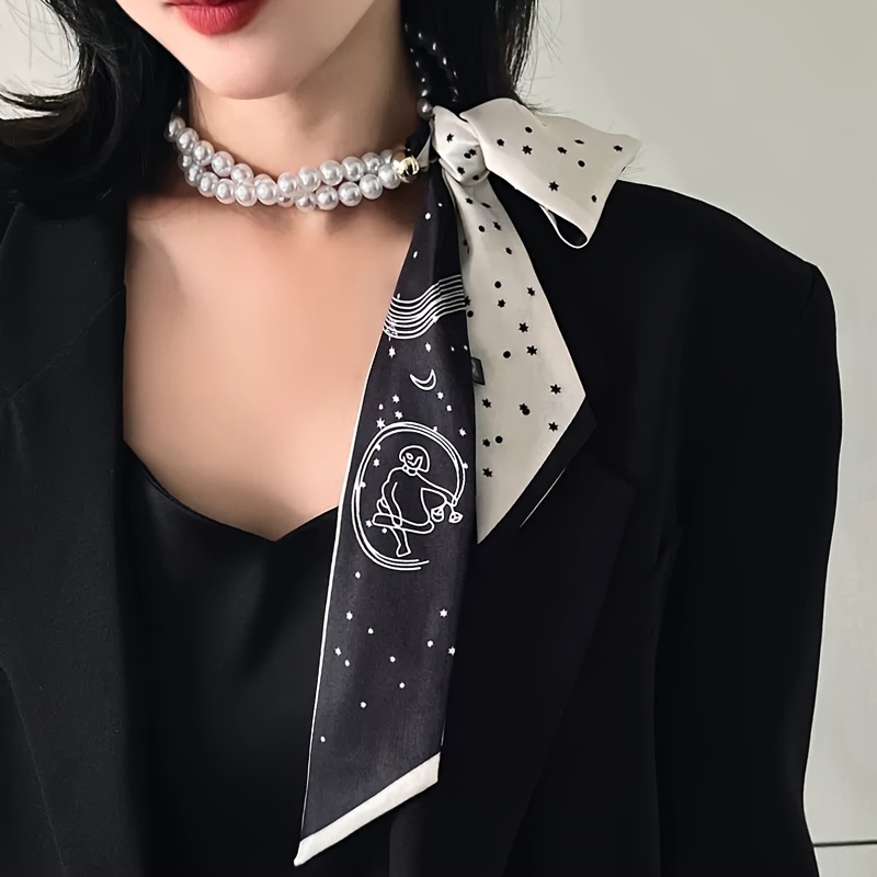 Écharpe-collier vintage française pour femme, printemps-été, en ruban doux, attache-cheveux, petite écharpe polyvalente, collier décoratif