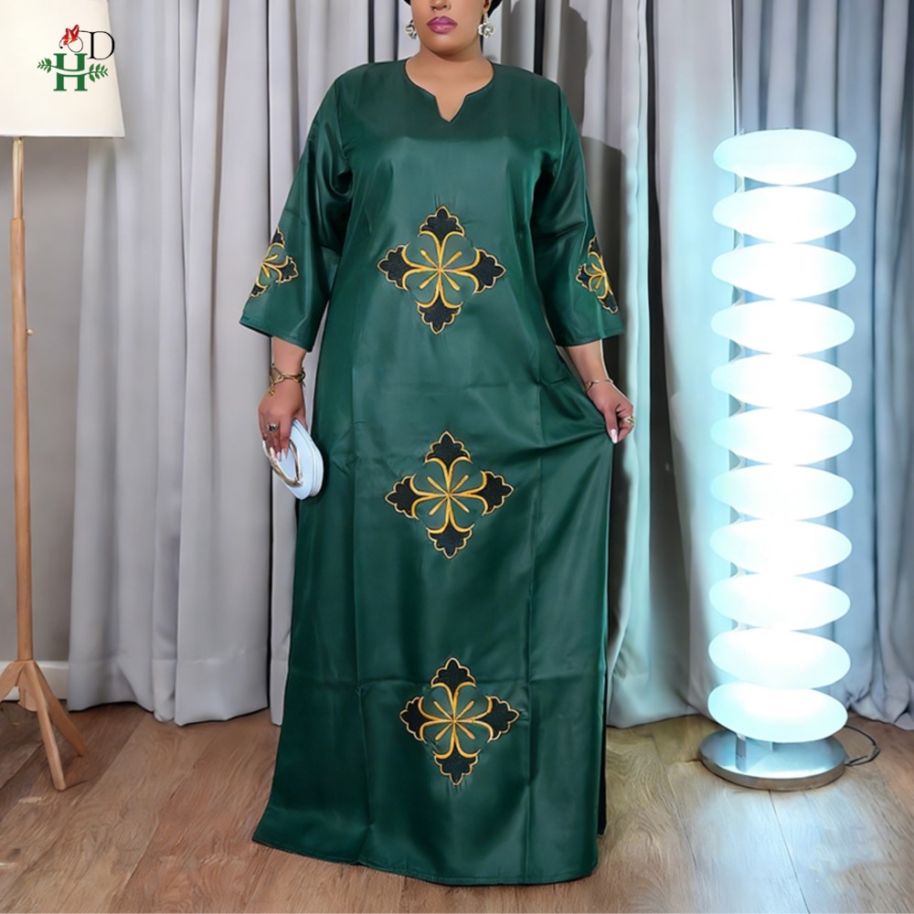 H & D Femme africaine tenue robe pantalon couvre-chef caftan robe marocaine broderie Dashiki à manches longues hauts Abayas Femme dubaï