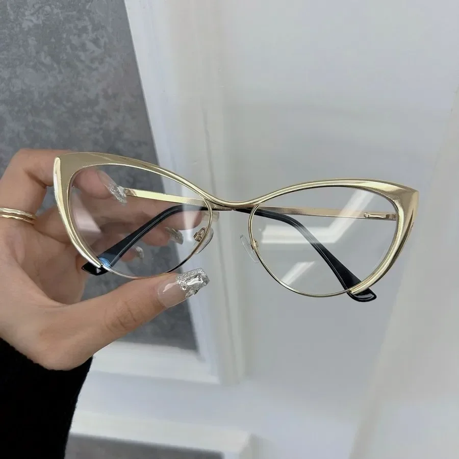 Lunettes de soleil tendance œil de chat pour femmes et hommes, monture métallique, verres colorés, marque de mode, Oculos De Sol