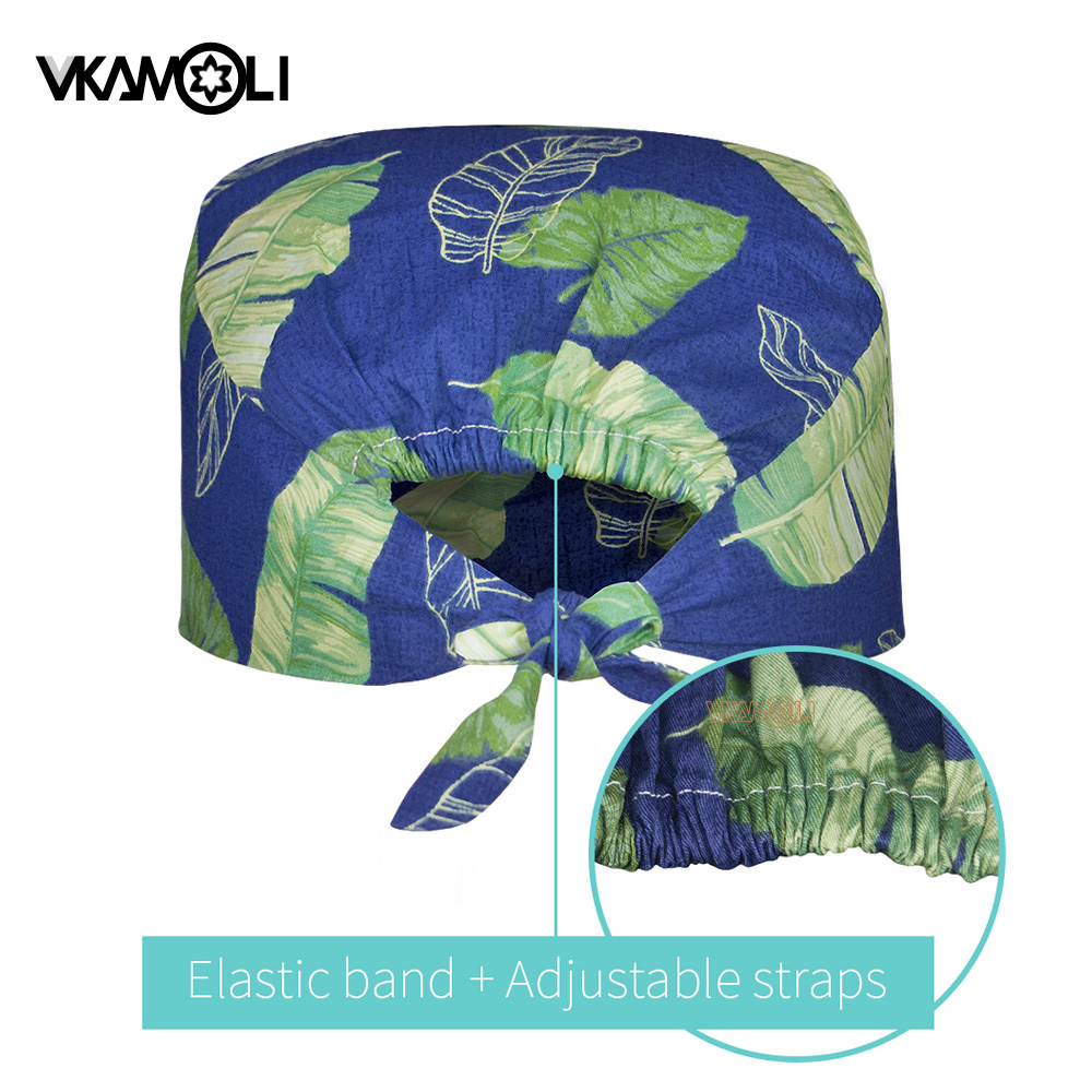 Casquette de chirurgien de protection propre pour femmes et hommes, casquettes imprimées, chapeau de gommage médical, chapeau d'allaitement réglable, casquette de gommage pour cheveux longs