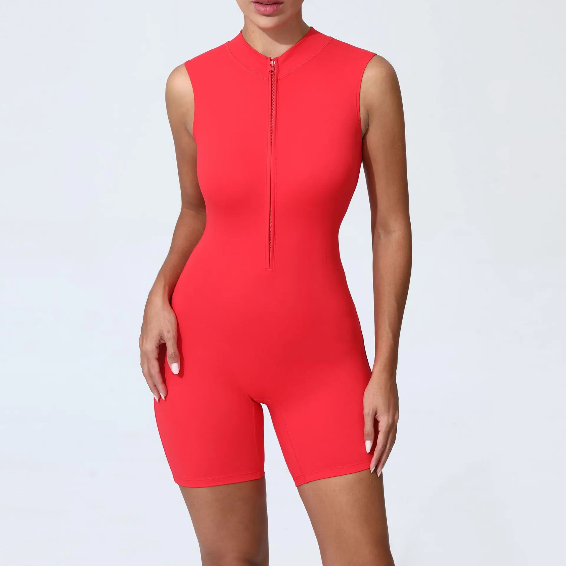 Combinaison de sport sans rembourrage pour femme, avec fermeture éclair, pour le yoga et la gym, ensemble de survêtement 2026, couleurs Café, Bleu marine, Beige, Gris, Rouge