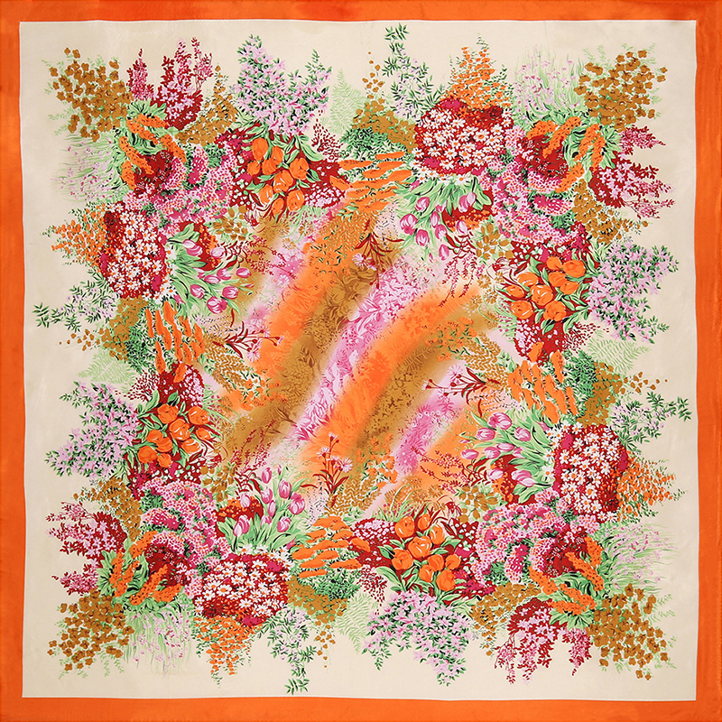 Nouveau Foulard carré en soie femmes concepteur imprimé fleuri foulards en Satin pour dame Foulard Bandana écharpes femme Foulard 90 cm Hijab