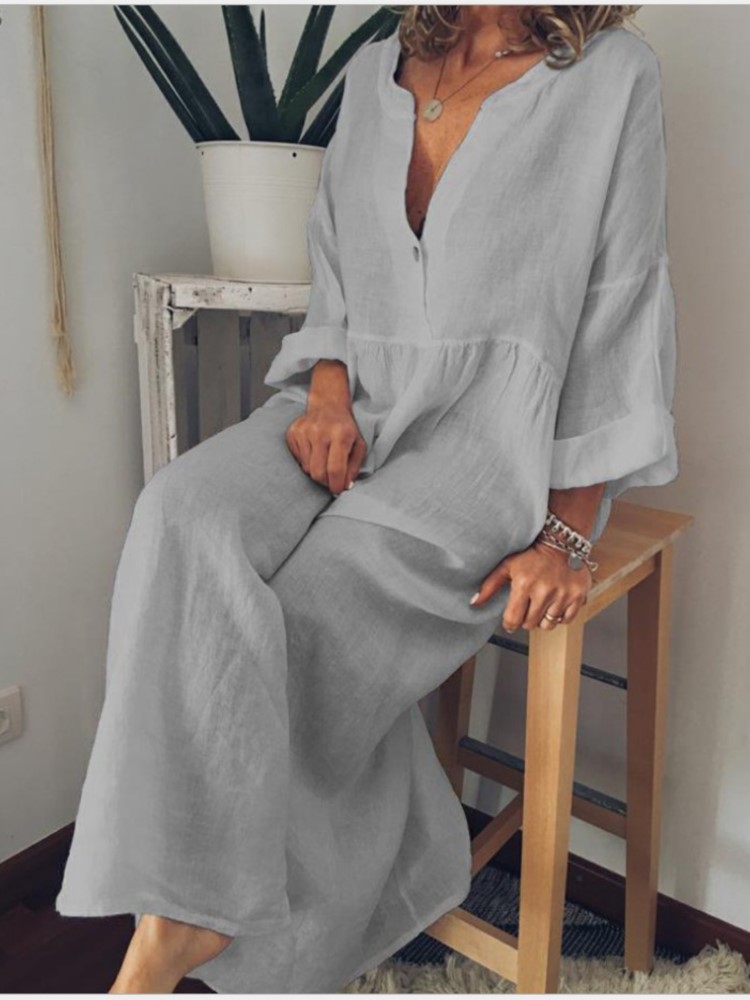 Robes longues en coton et lin pour femmes, chemise décontractée de couleur unie, chemisier ample, mode féminine, été 2025