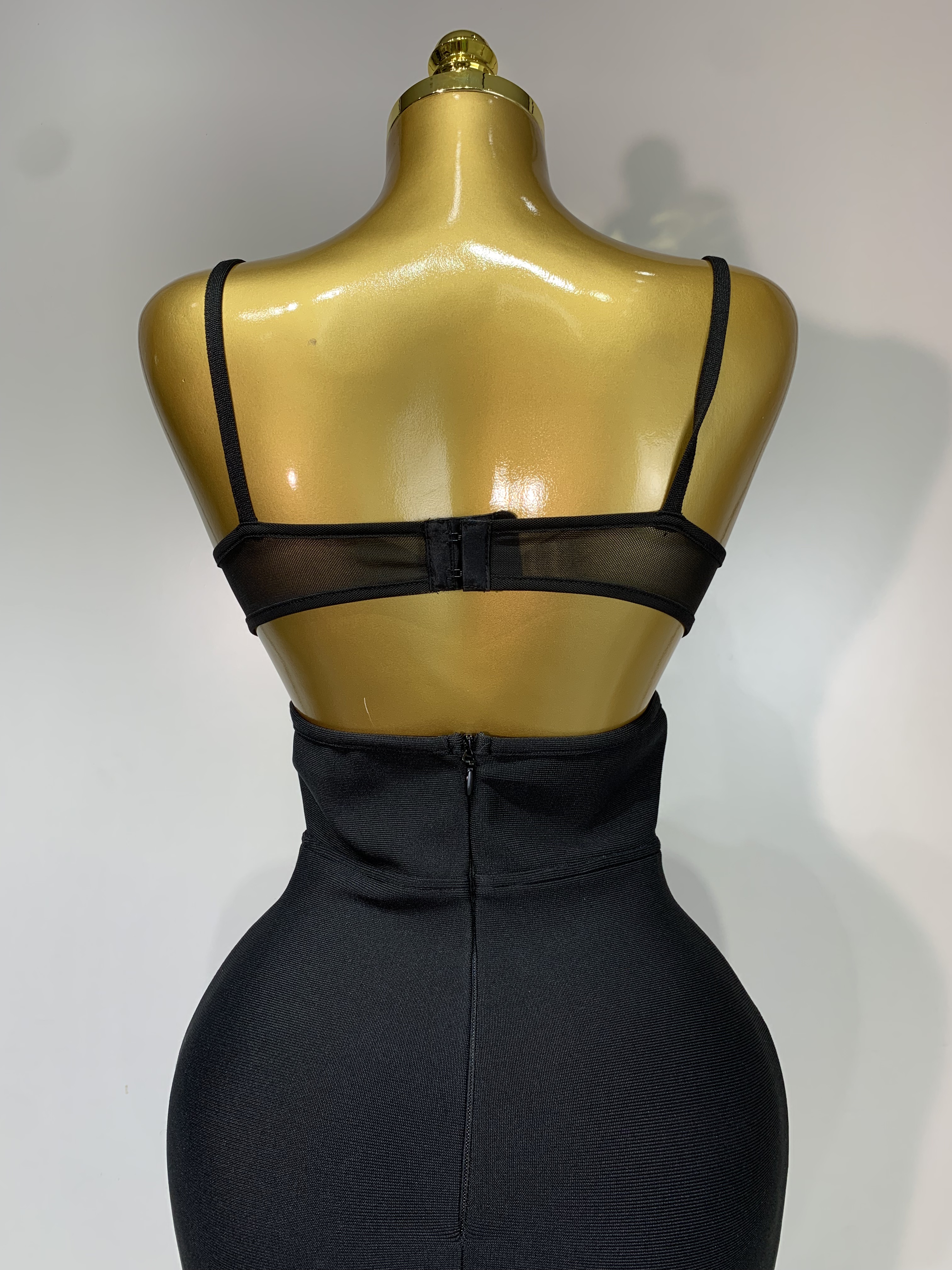Mode noir Spaghetti sangle Maxi longue robe de pansement maille découpé élégant célébrité moulante soirée Club fête robes d'anniversaire
