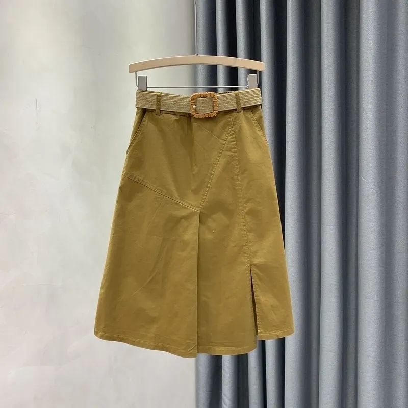 Jupe d'été pour femme, taille élastique, style rétro tendance, inspiration Hong Kong, avec fente, taille haute, de qualité supérieure