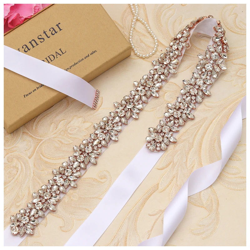 JLZXSY – ceinture en cristal pour robe de mariée, couleur argent, or Rose, faite à la main, luxueuse, ornée de strass