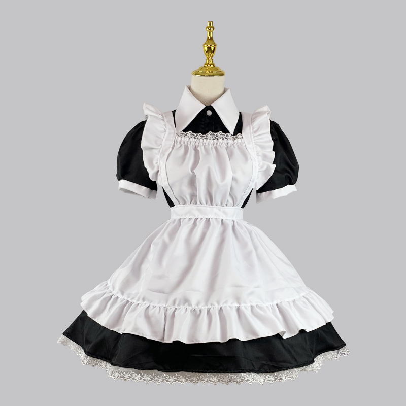 Robe de demoiselle d'honneur pour femmes, tenue tablier, robe croisée de femme de ménage, uniformes japonais, Costume Cosplay d'halloween