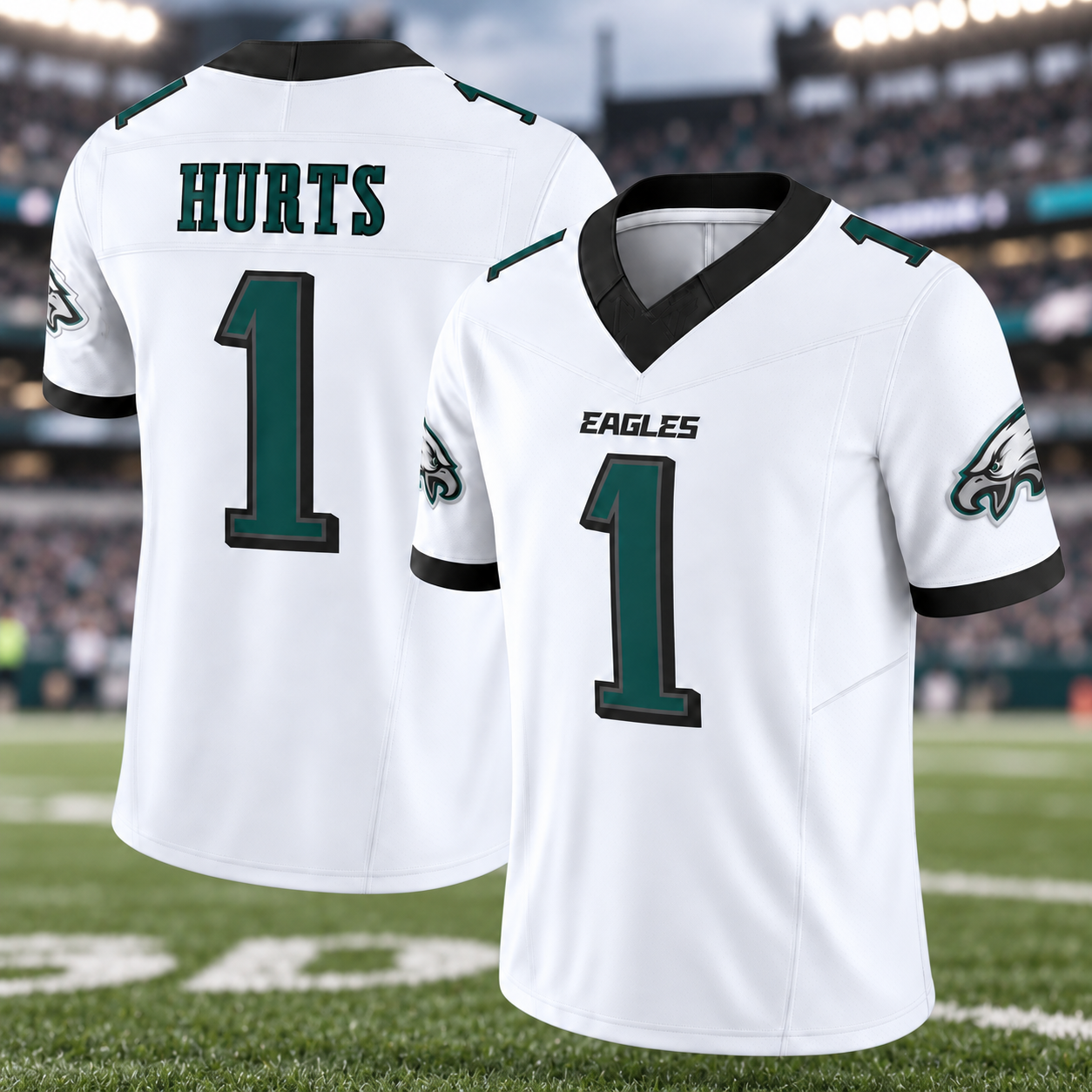 Blanc # Maillot de football américain unisexe, t-shirt à manches courtes et col en V, motif aigle, uniforme de sport, haut décontracté pour hommes et femmes, pour les fans.