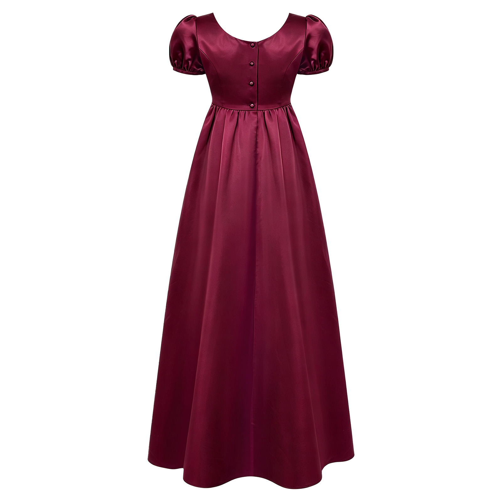 Robe longue de bal taille haute style régence pour femme, robe de princesse vintage pour tea party, robe longue élégante médiévale en satin à manches bouffantes