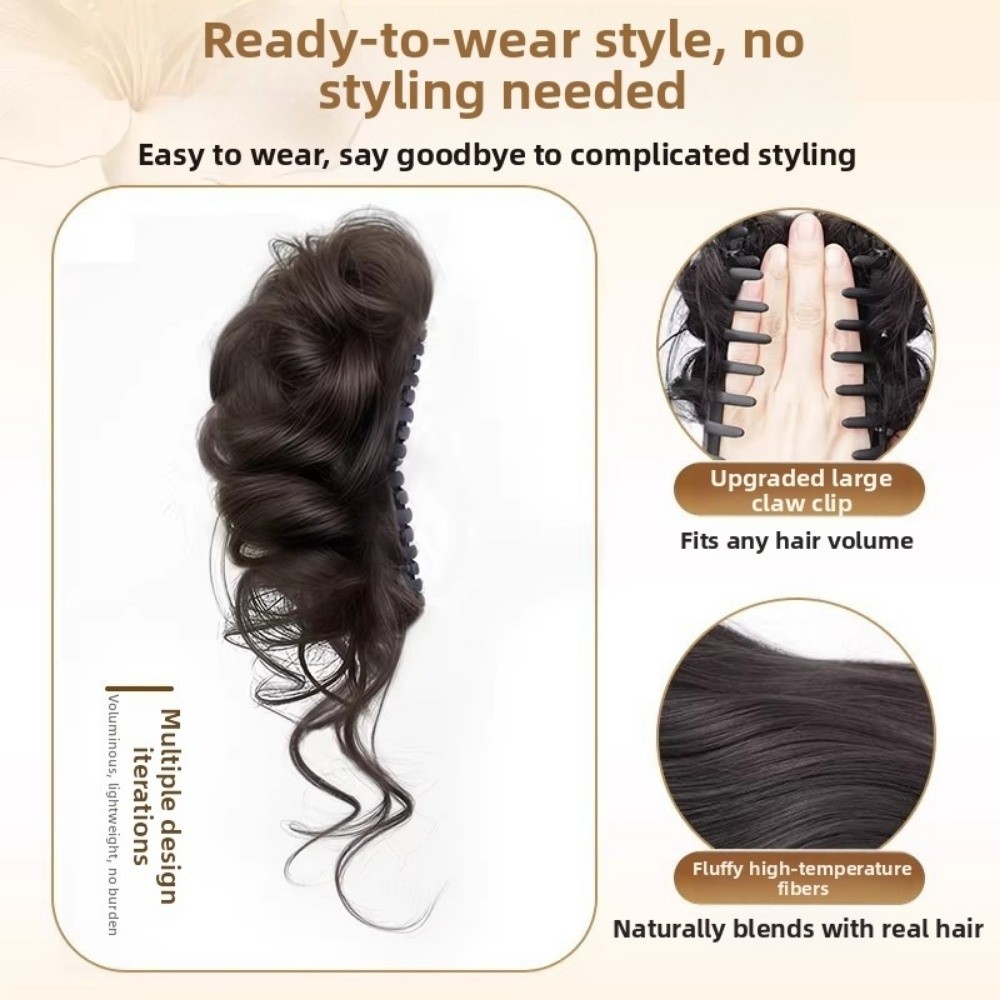 Nouvelle pince à chignon en cheveux synthétiques, grande pince à cheveux bouclés, perruque chignon marron moelleux, accessoires capillaires