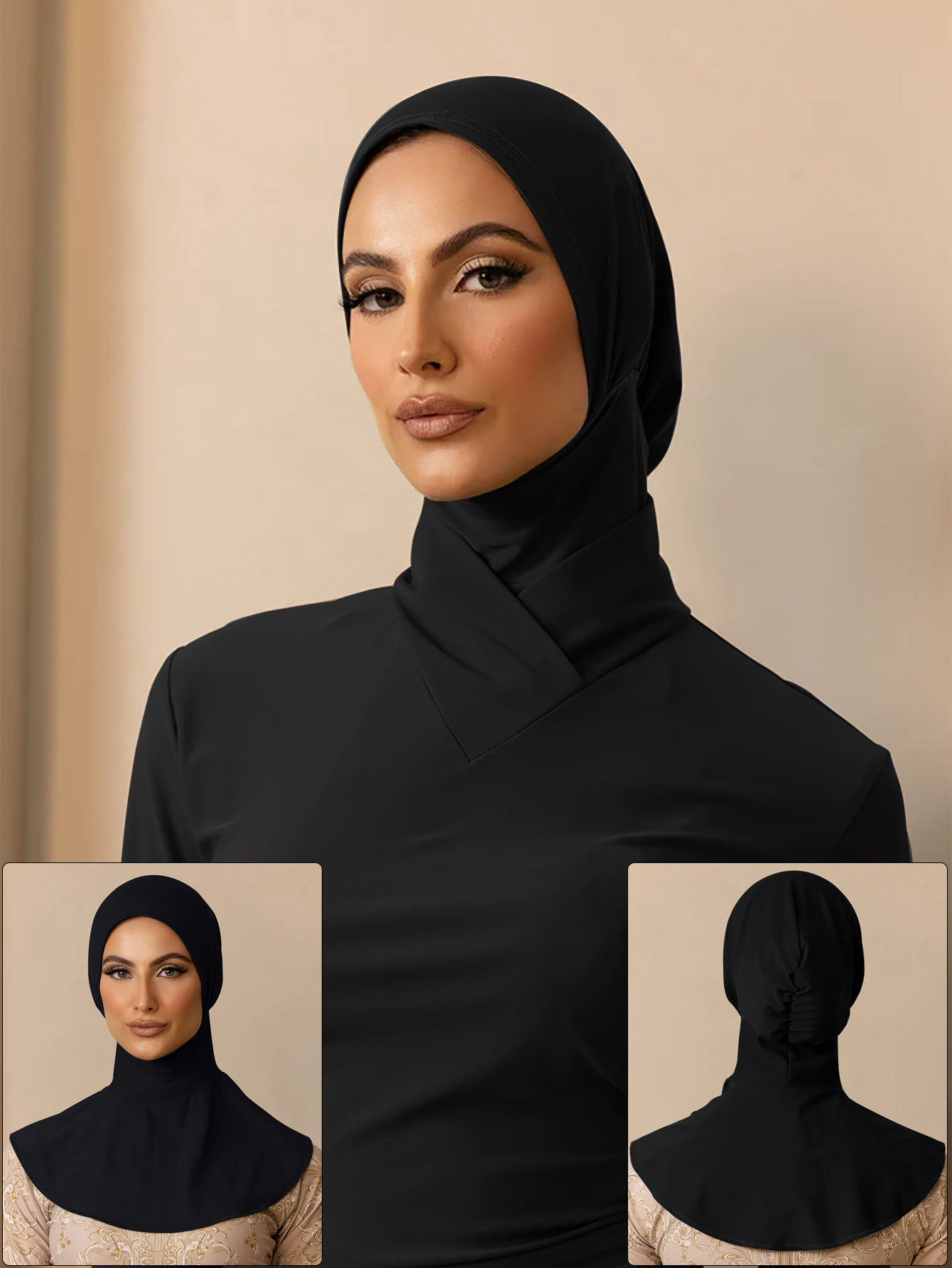 Foulard à la mode pour femmes musulmanes modernes, 1 pièce, bain d'été, Hijab, Turban instantané pour femmes, conception de cou étendue ﻿