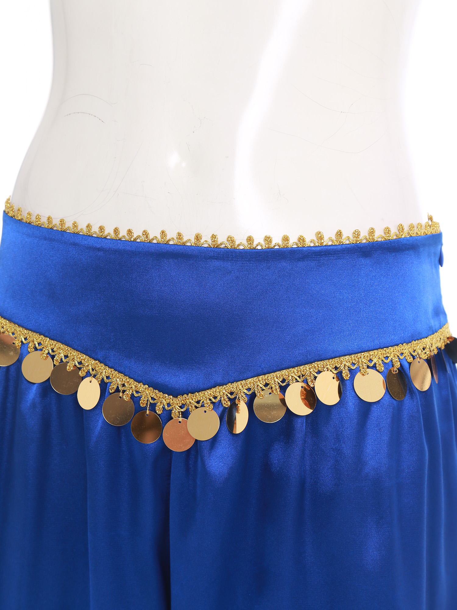 Pantalon de danse orientale indienne pour femmes, style harem, costume de princesse arabe pour cosplay, taille basse, orné de sequins, idéal pour une fête d’Halloween.