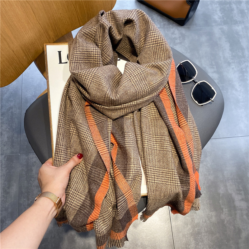Marque de luxe hiver Plaid femmes cachemire écharpe châles chauds et enveloppes épais laine Pashmina femme couverture foulards