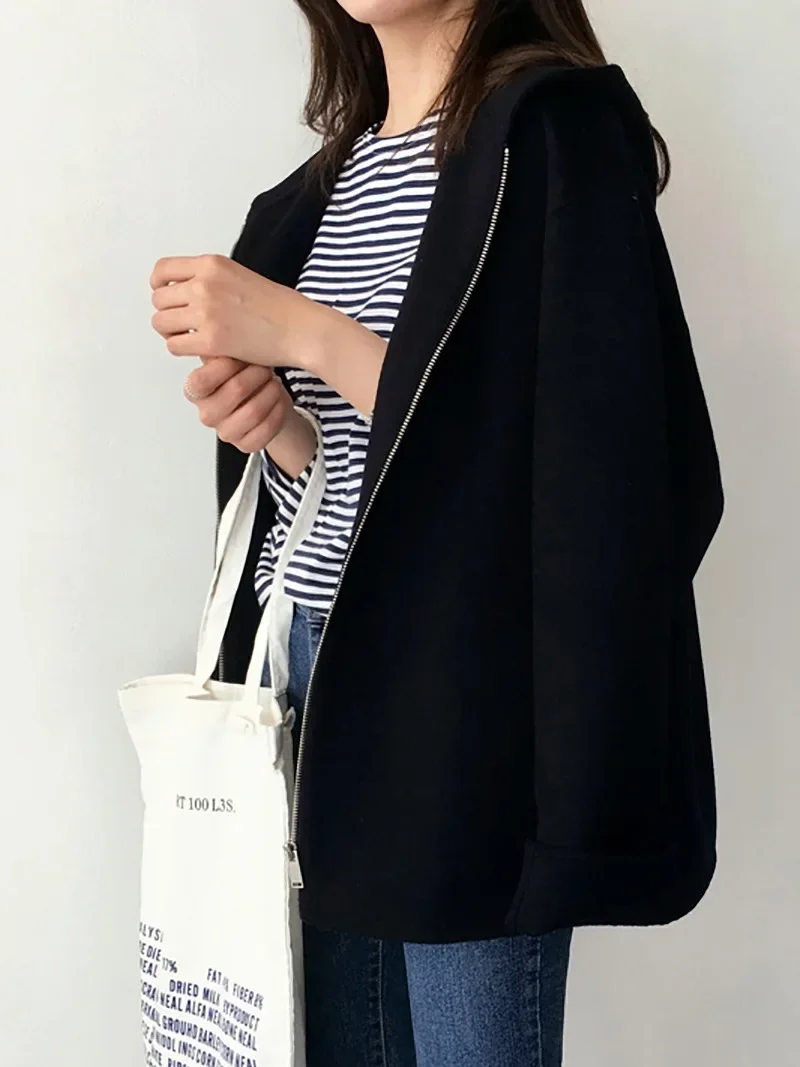 Manteau en laine à capuche pour femme, nouvelle Version édition coréenne, ample, couleur unie, mode décontractée, veste en laine, Streetwear Y2k, automne hiver