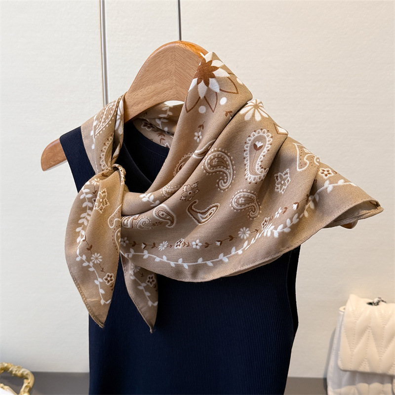 Foulard carré rétro imprimé Paisley, 65x65cm, sensation de coton, foulard chaud, décoration pour femmes, Foulard doux, Bandana, printemps automne