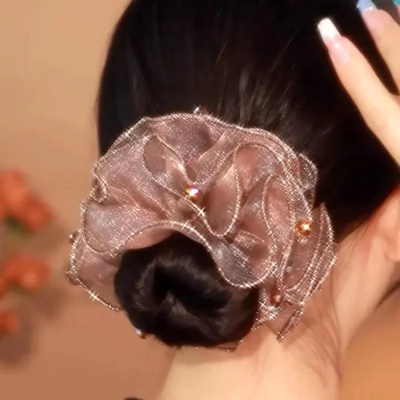 Grand bandeau de cheveux à haute élasticité, fleur élégante, ciel étoilé doré, Volume de cheveux, bandeau à bulles pour femmes