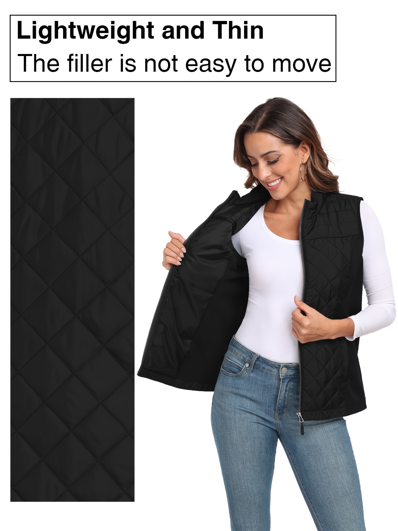 Débardeur sans manches matelassé pour femme, veste d'extérieur, col montant, fermeture éclair, gilets légers, tenues de printemps, d'automne et d'hiver