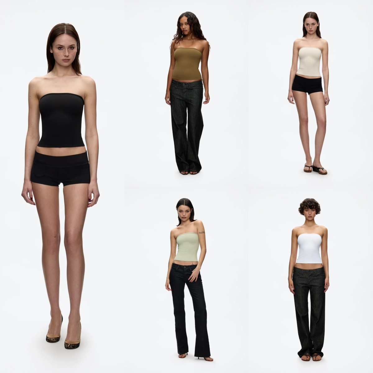 Débardeur tube sans bretelles pour femme, sous-vêtement élastique ajusté, disponible en plusieurs couleurs, débardeur sexy, chemise de base élastique ajustée qui serre la taille, style polyvalent