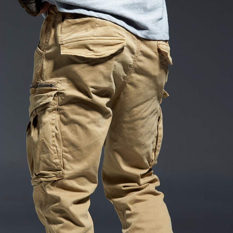 Pantalon de jogging en coton denim pour homme, pantalon cargo, taille élastique, poches, longueur de rinçage, optique d'hiver, 2020