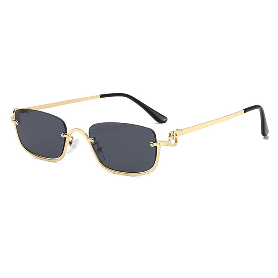 Lunettes de soleil rectangulaires noires pour femmes, Sexy, petite monture carrée en métal, marque de luxe de styliste, demi-monture