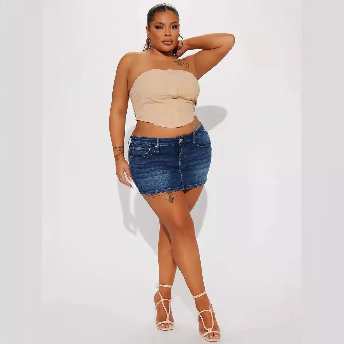 Mini jupes en Denim pour femmes, Vintage, Simple, taille haute, poches, Sexy, Streetwear, Slim Fit, jupe courte portefeuille aux hanches, été 2025
