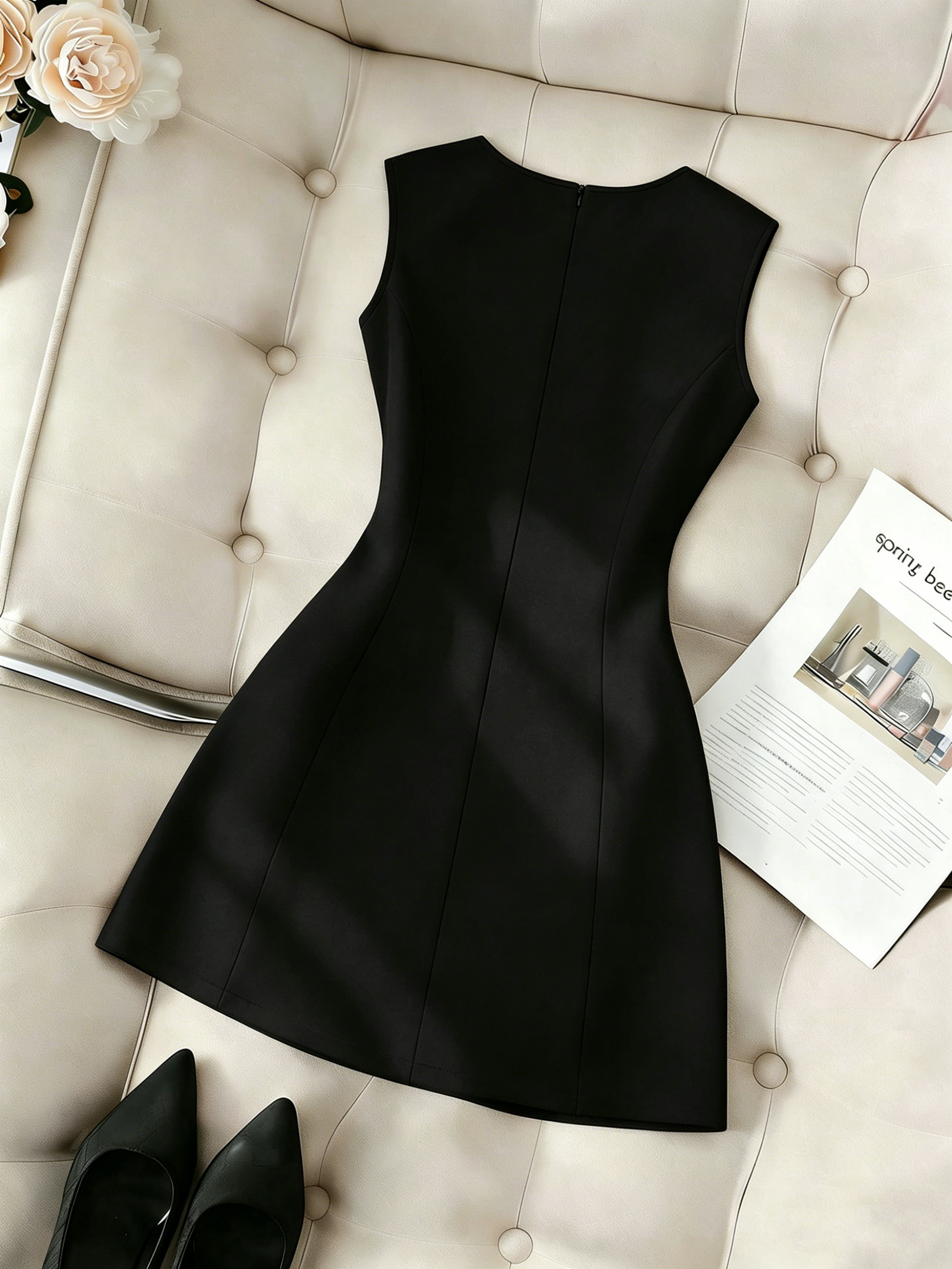 Robe élégante pour femme avec un simple nœud, robe minimaliste sophistiquée pour femmes