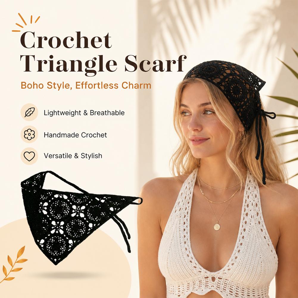 Foulard triangulaire beige pour femme, bandana en crochet, écharpe en maille transparente tricotée, foulard rétro, écharpe polyvalente pour le cou, accessoires pour cheveux