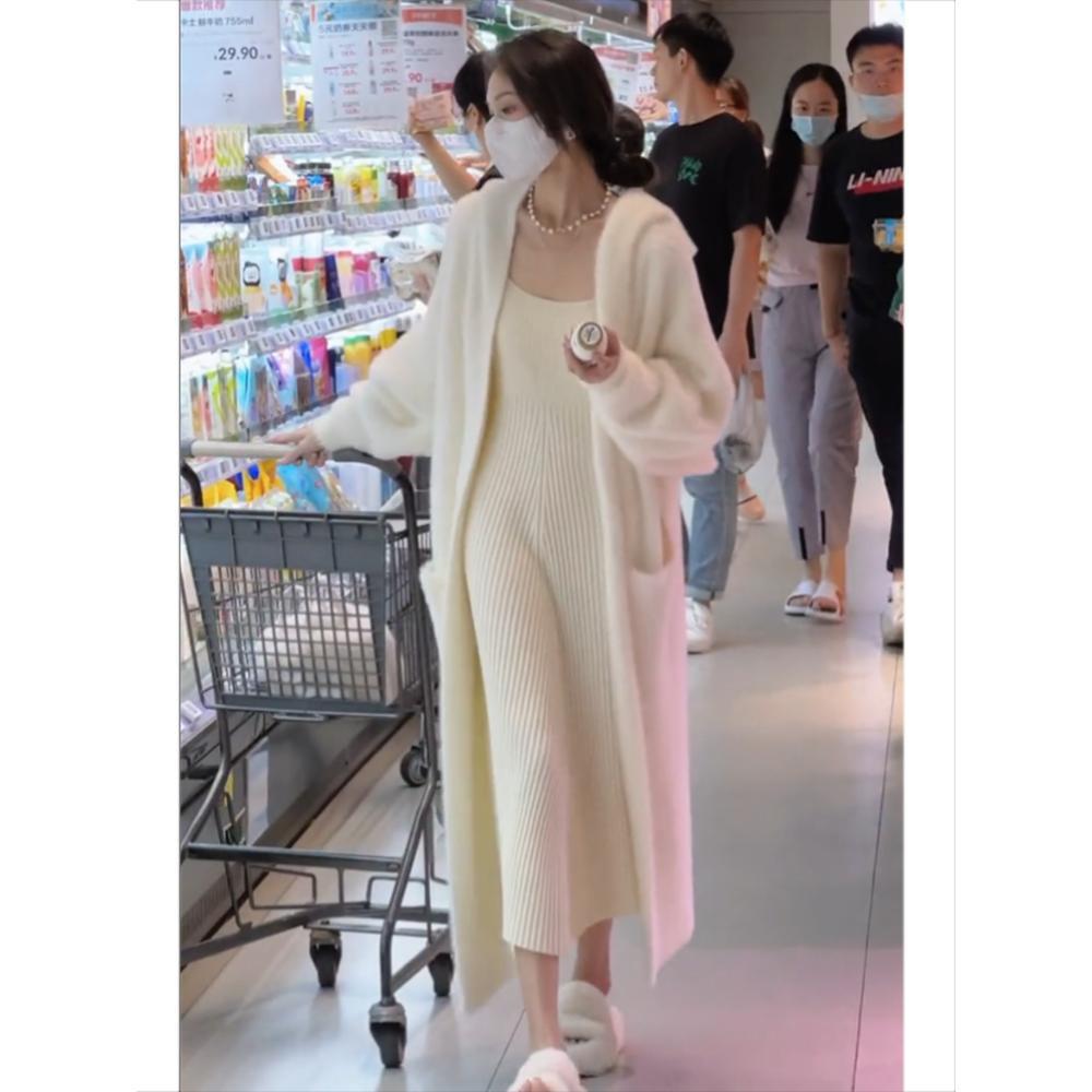 Cardigan long à capuche pour femme, style coréen, tricoté, manches longues, hiver 2026, vêtements coréens, pulls à manches longues, automne, rose