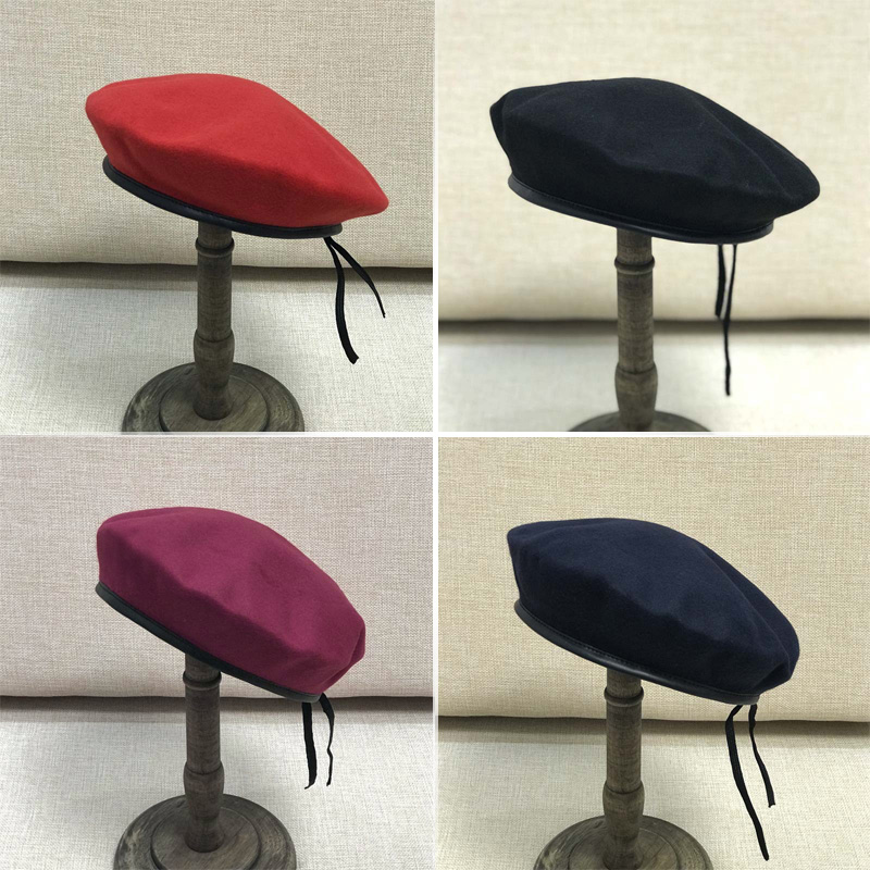Béret en cuir PU pour femme et homme, chapeau de peintre de Style britannique, bérets en laine d'hiver