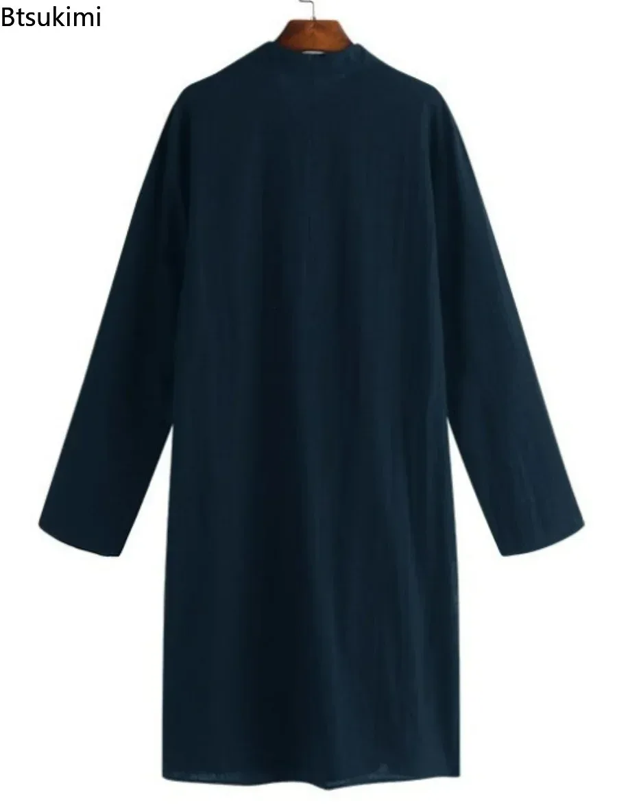 Nouveau 2026 vêtements islamiques pour mode musulmane homme longues Robes solide à manches longues arabe Simple décontracté hommes chemise Jubba Thobe