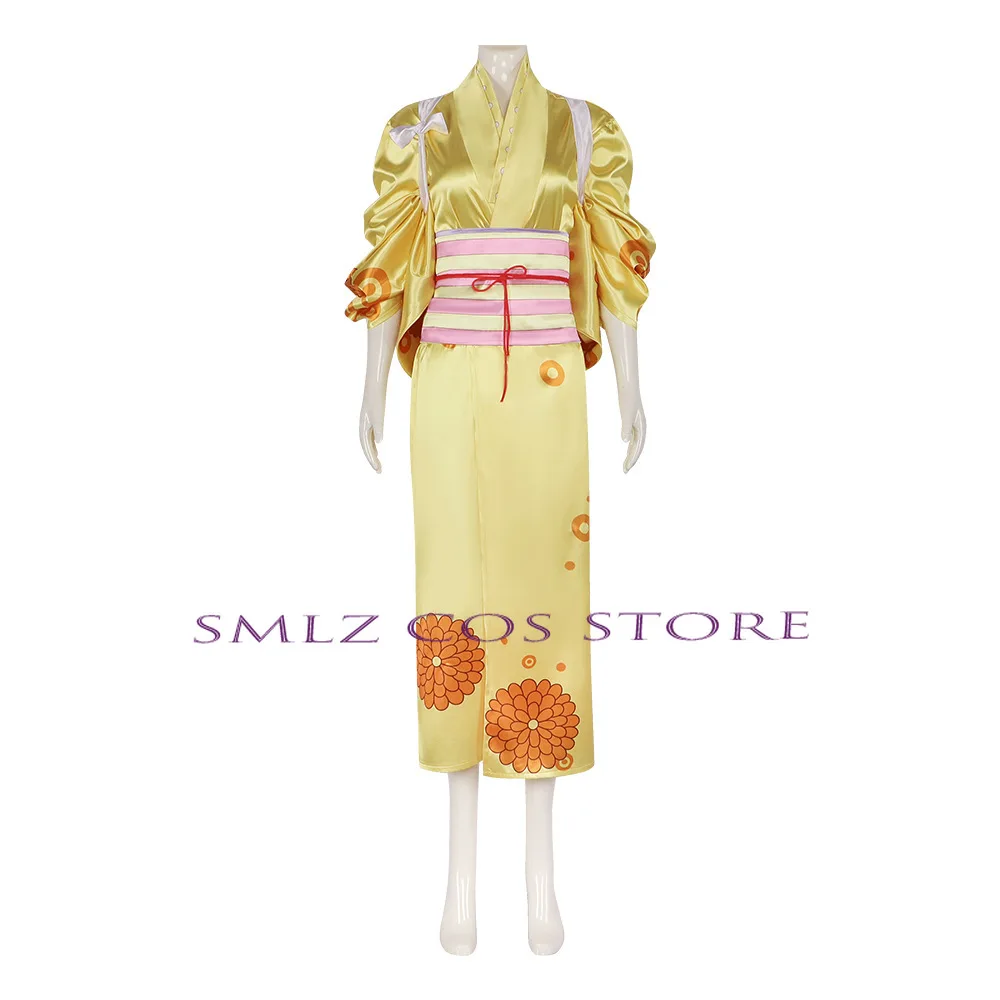 Kikunojo-Costume Kimono Jaune pour Femme, Uniforme de ix, Robe Sexy, Tenues de Carnaval, Anime Wano Country Périphérique, Cosplay