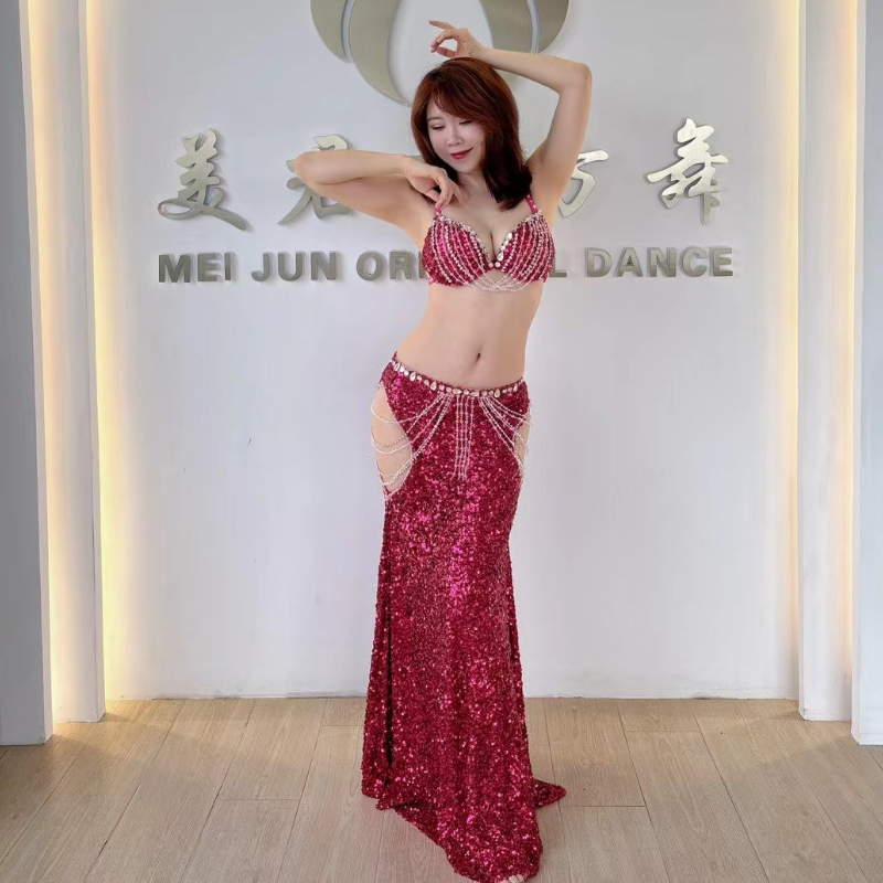 Vêtements Professionnels de brevdu Ventre pour Femme et Enfant, Soutien-Gorge et Jupe Longue, Tenue de 2 Pièces