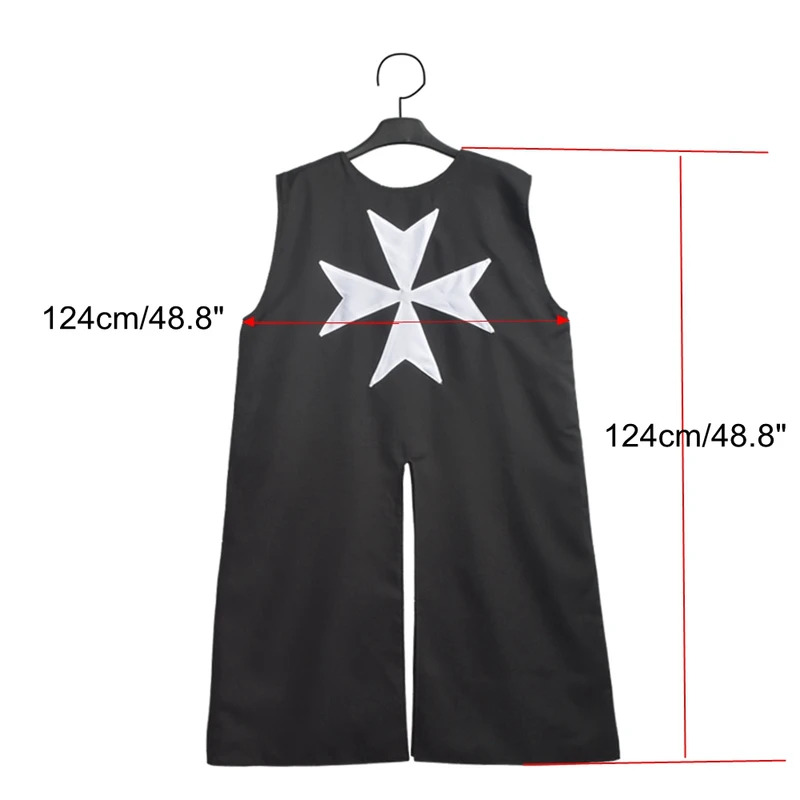 Tunique médiévale japonaise pour homme, costume d'Halloween, robe de cosplay Viking, cape de guerrier des Templiers et des Chevaliers Hospitaliers