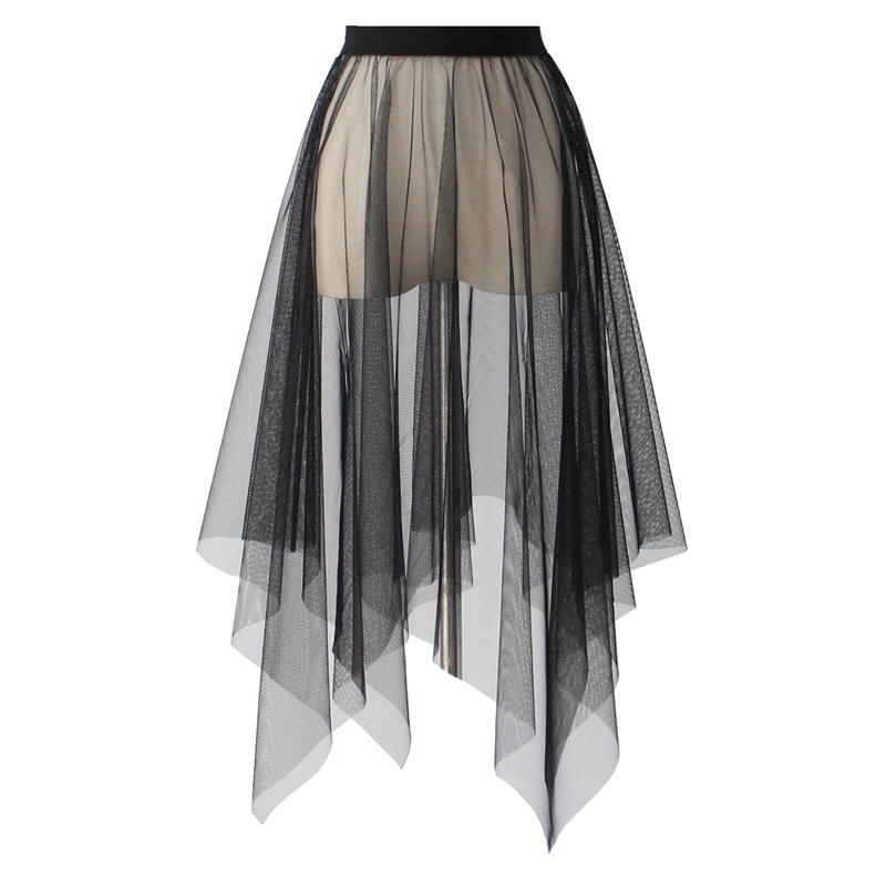 Jupe longue noire blanche en Tulle et dentelle pour femmes, jupon en maille, sous-jupe coréenne irrégulière de couverture, jupe Tutu pour filles, été