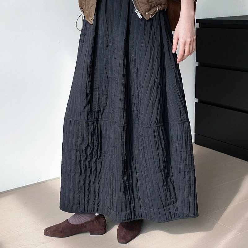Jupe bourgeon taille haute pour femmes, mi-longue, ligne a, lanterne, matelassée, décontractée, chaude, nouvelle collection automne hiver 2025