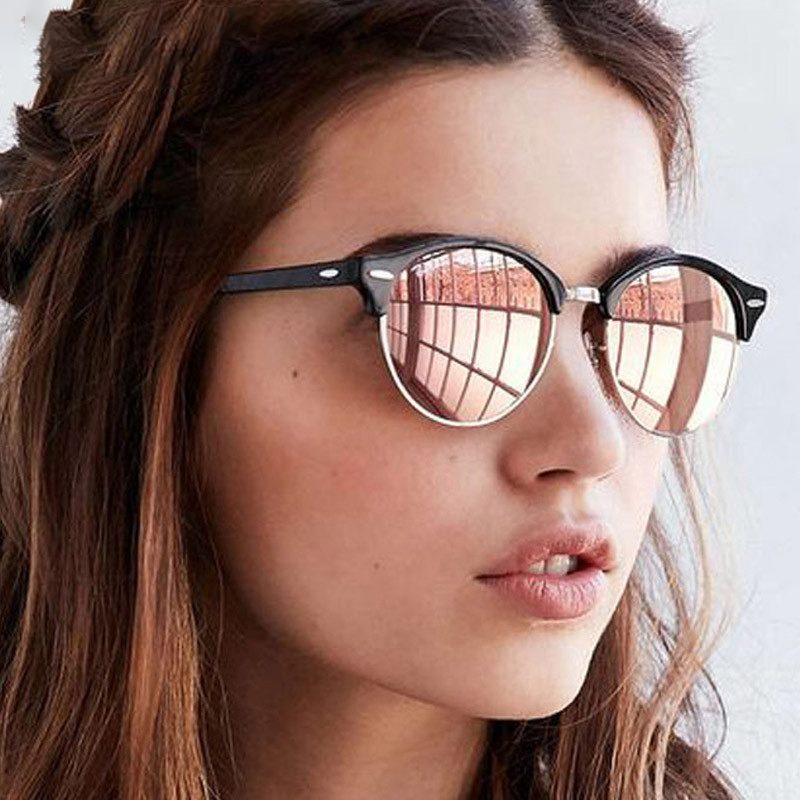 Lunettes de soleil rondes demi-cerclées tendance pour femmes, style rétro de marque populaire, pour hommes, collection été