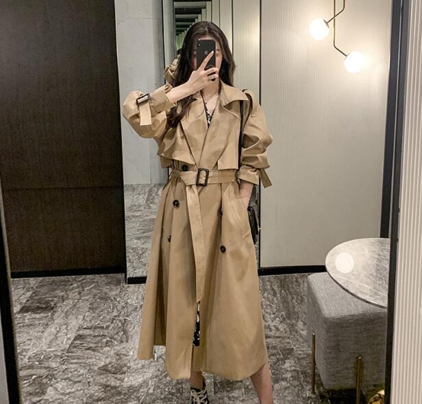 Coupe-vent long pour femme, veste de travail, manteau tralike, pardessus en Y, revers doubles boutons, vêtements d'automne, 2023