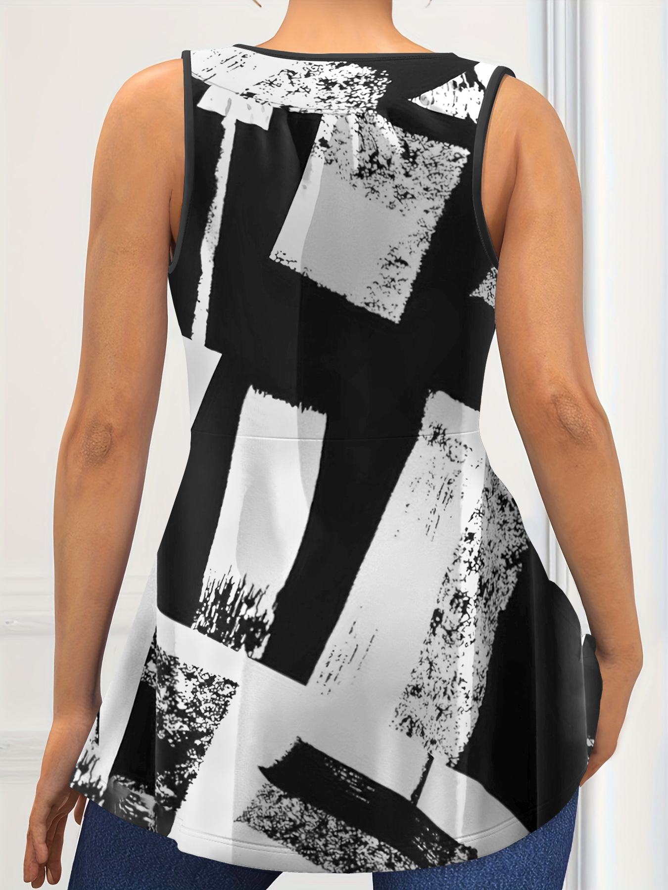 Débardeur grande taille pour femmes, col en v, ourlet incurvé, décontracté, ample, doux, sans manches, à lacets, col en v, à la mode, été