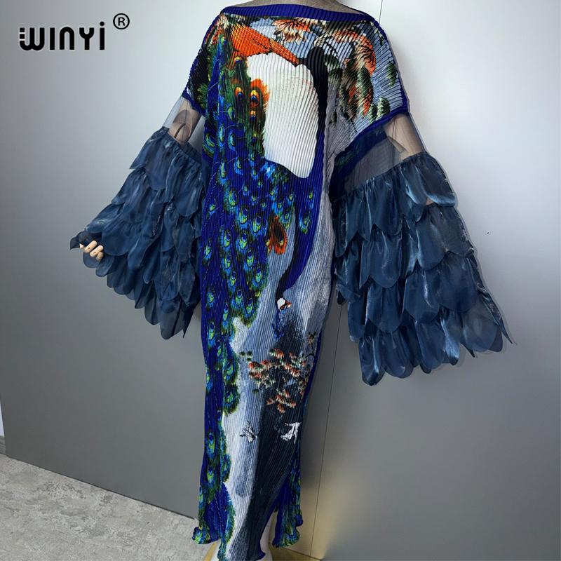 Robe plissée élastique WINYI, style kaftan, abaya de luxe pour femme musulmane, idéale pour la plage, les soirées et les événements à Dubaï