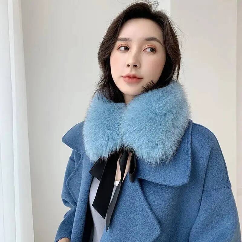 Luxe hiver 100% véritable fourrure de renard écharpe femmes cou garder au chaud naturel fourrure de renard col carré manteau à capuche chaud foulards dames