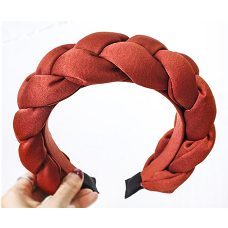 Bandeau à tresses épaisses pour femmes, serre-tête rembourré en tissu de soie solide pour adultes, large cerceau pour cheveux, ornement de coiffure, hiver/automne