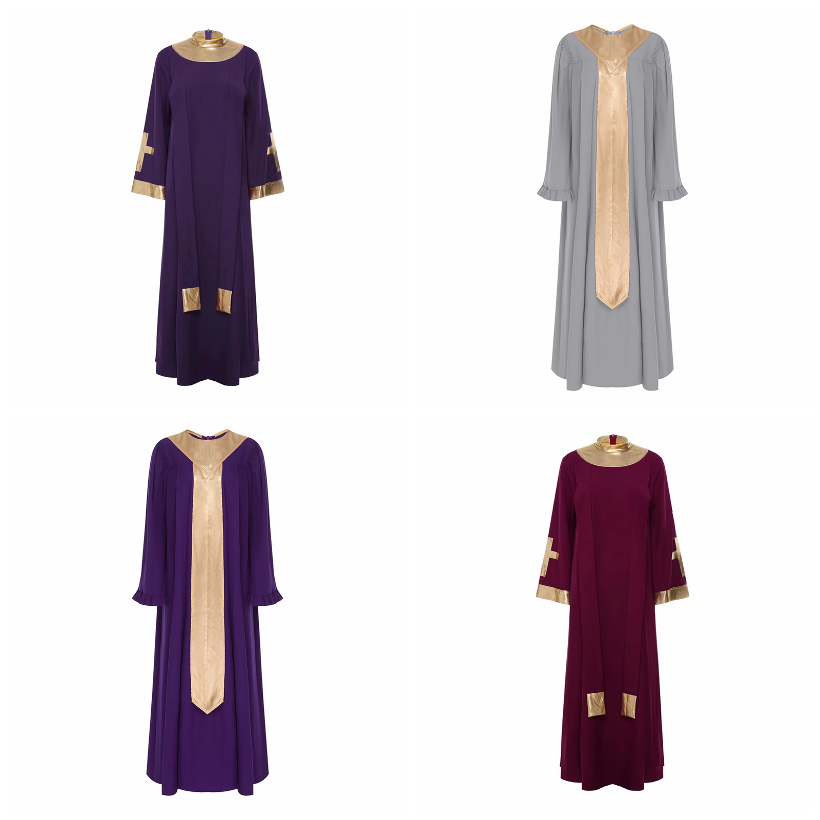 Robe de chœur pour femmes et hommes, robe de culte, tenue de louange pour Halloween, cosplay, fête costumée, robe de danse lyrique liturgique