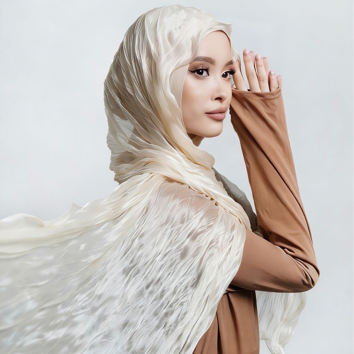 Hijab élégant froissé pour femmes musulmanes, voile en satin, châle en mousseline froissée, foulard, bandeau, hijab fin pour le Ramadan et l'été