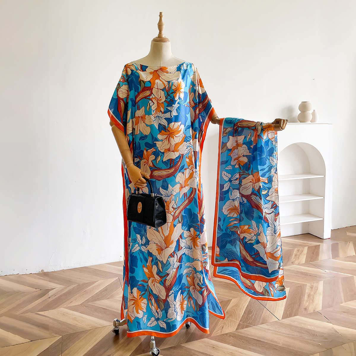 Robe africaine à manches courtes pour femmes, nouvelle mode africaine, motif coloré, dubaï, été, soie véritable, impression douce, ample, Tradition musulmane, 2025