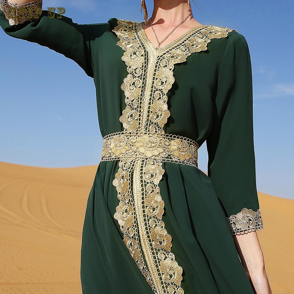 Abaya marocaine Dubaï Caftan Robe longue pour femmes musulmanes, Ramadan, arabe, broderie de luxe en dentelle, robe de soirée de mariage, islamique Ne