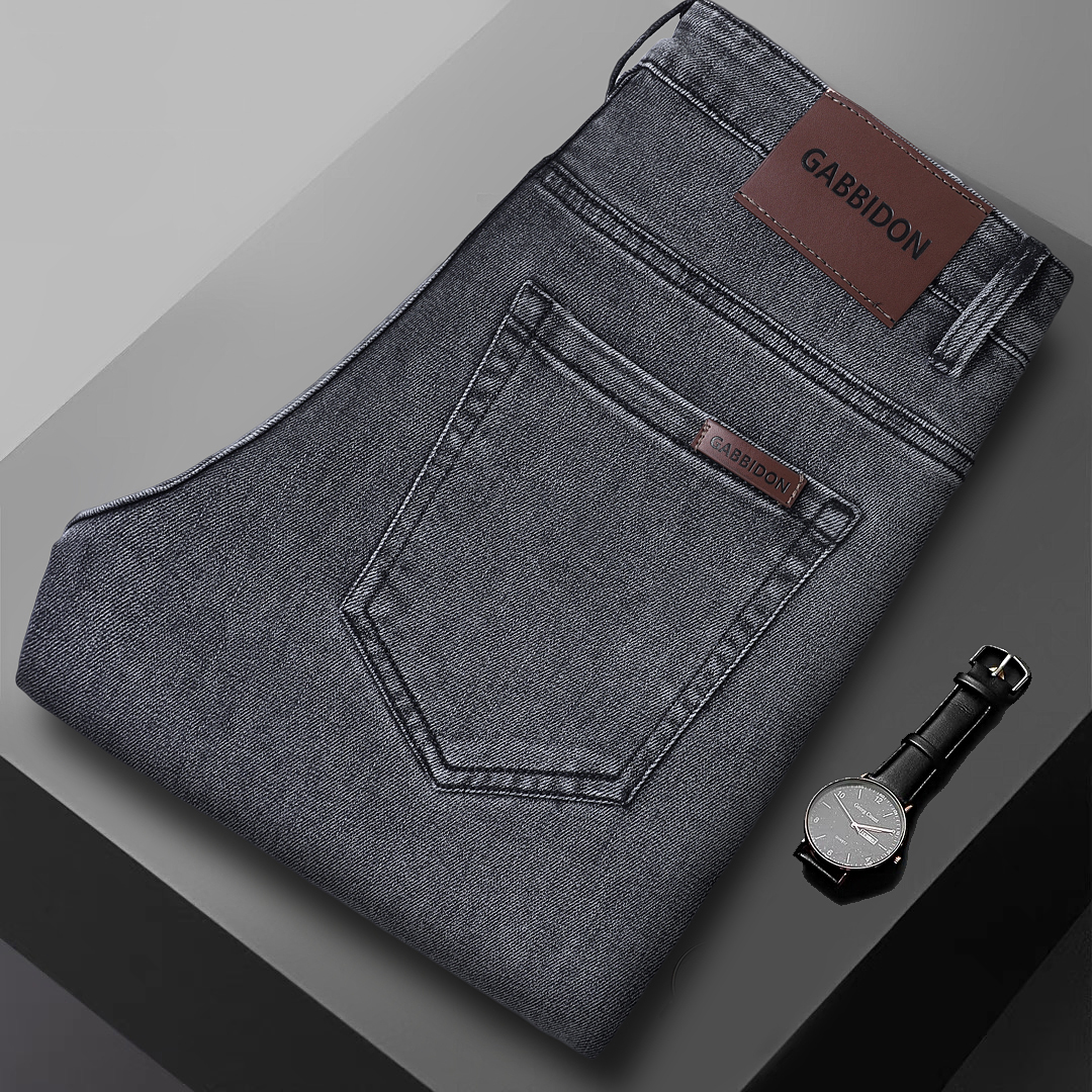 Nouveau jean droit pour homme, confortable, élastique, décontracté, pour le travail, coupe rétro, bleu, en denim délavé