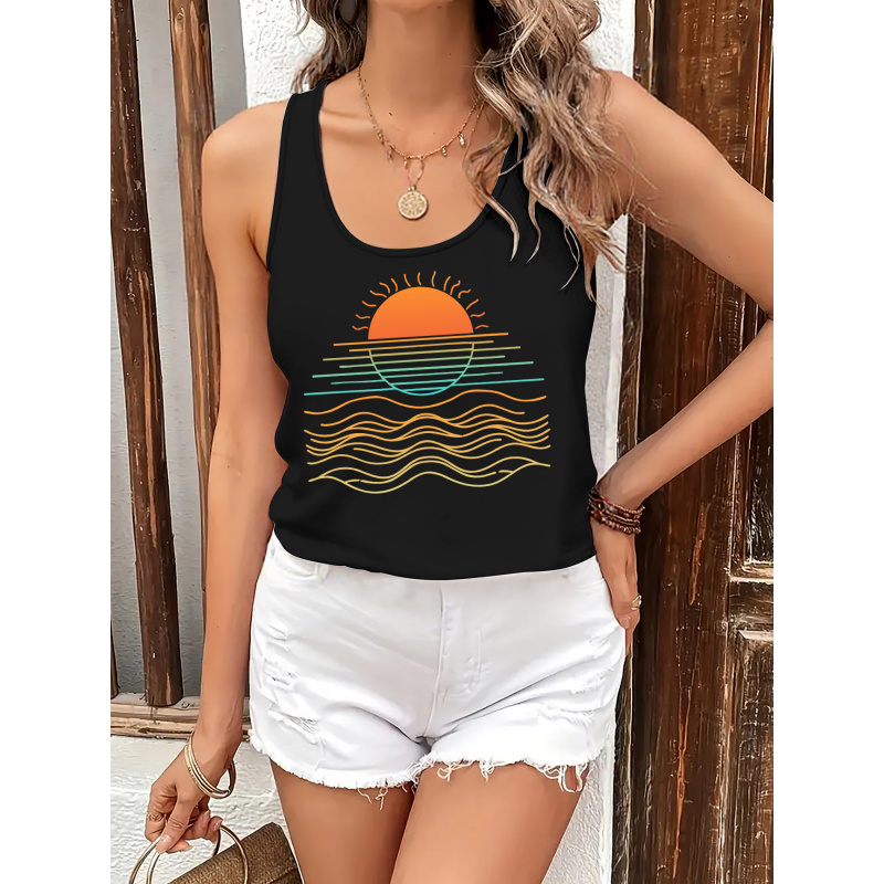 Débardeur d'été cool pour femme avec imprimé marin, idéal pour la plage et le sport, très confortable