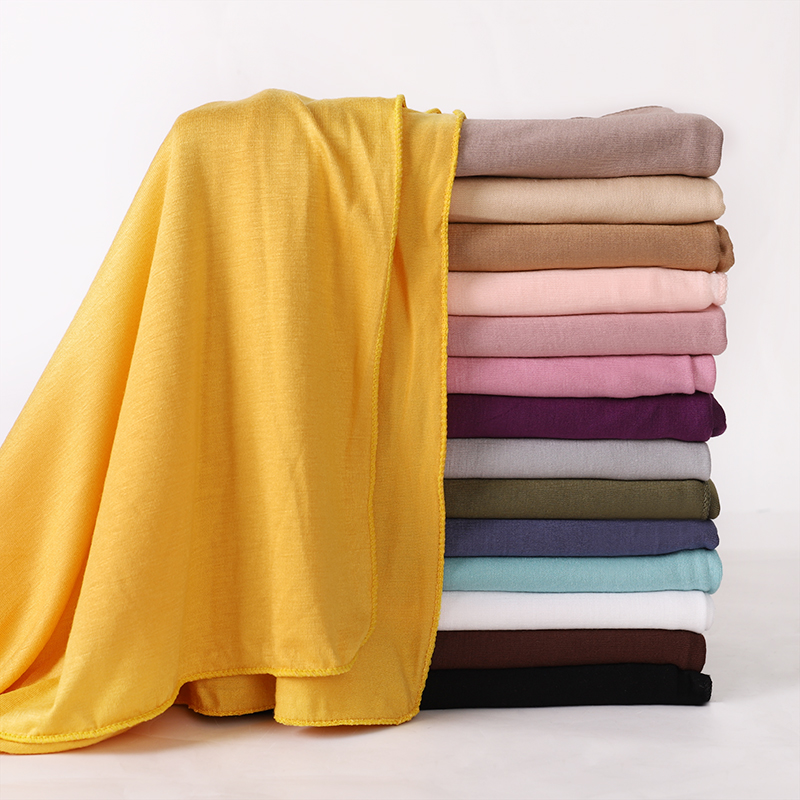 Foulard Hijab en Jersey de coton Modal, Long châle musulman, Turban uni et doux, couvre-chef pour femmes, bandeau africain 170x60cm